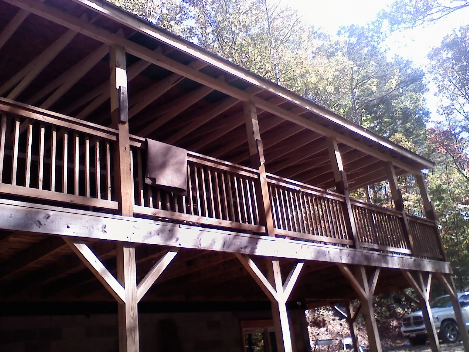 Timber framing under a new elevated porch and deck — Roof Leak Repair in Hammond by Roofing Brothers